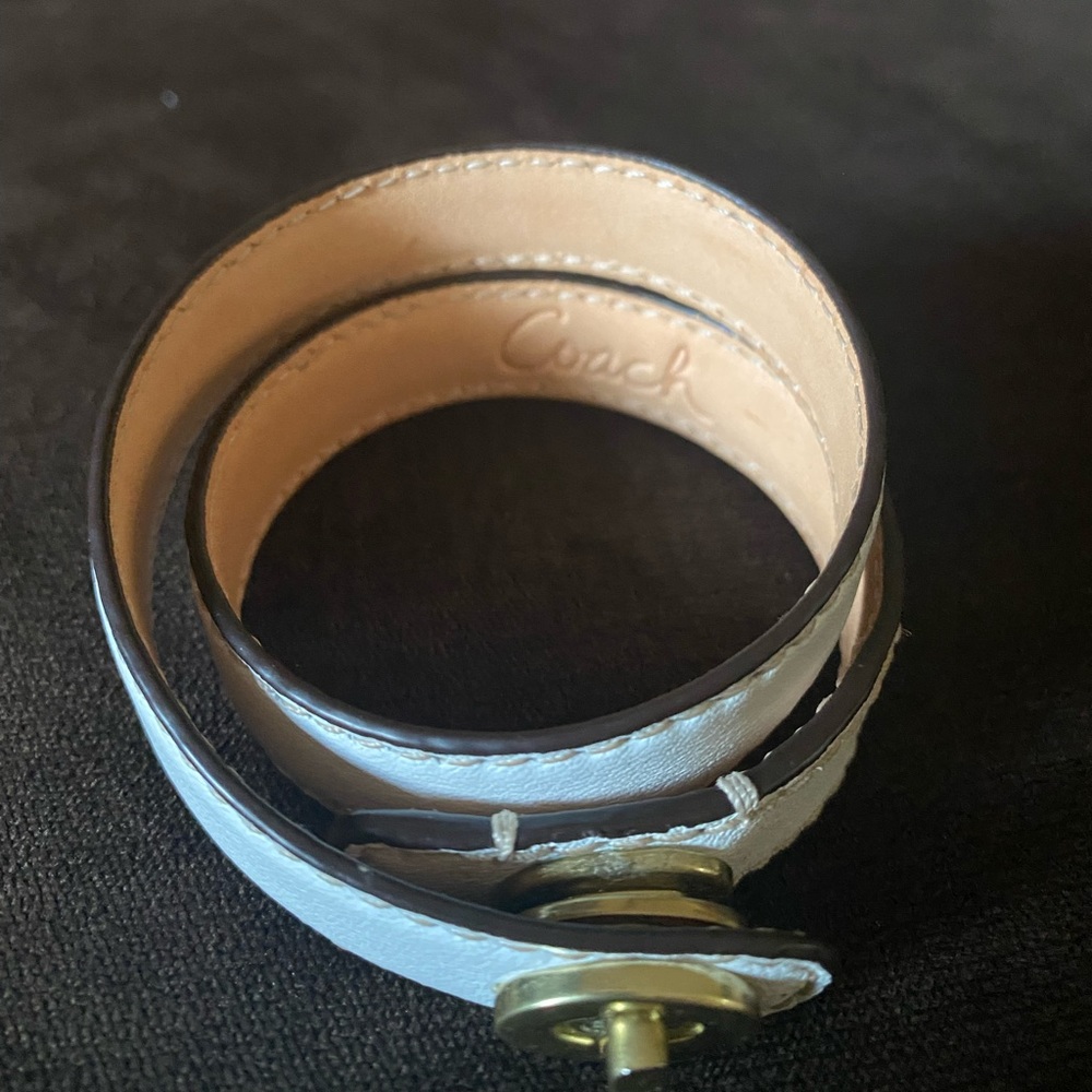 Coach White Leather Wrap Around Bracelet